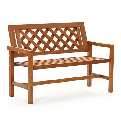 LuxenHome Laguna Solid Wood Outdoor Loveseat Park Bench 6 LuxenHome Laguna Solid Wood Outdoor Loveseat Park Bench - Image 6