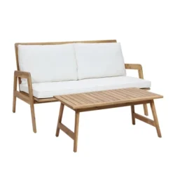 LuxenHome Outdoor Acacia Wood Coffee Table And Loveseat With Cushions 21 LuxenHome Outdoor Acacia Wood Coffee Table And Loveseat With Cushions -LuxenHome GUEST 596ee81c d5e2 4a36 a1ae c23dd322b506