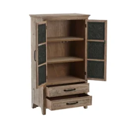 LuxenHome Farmhouse Wood And Metal 2-Drawer 2-Door Storage Cabinet. -LuxenHome GUEST 59e77019 18f6 4b90 85a9 0c18a20f0d71