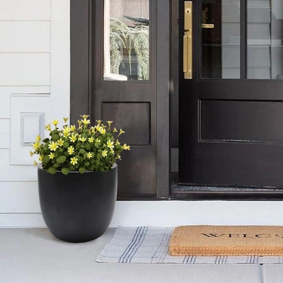 LuxenHome Round Tapered 12.2" H Flower Pot Planter Gray 3 LuxenHome Round Tapered 12.2" H Flower Pot Planter Gray - Image 3