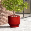 LuxenHome Ceramic Plant Pot Red Glazed Indoor Outdoor Decorative Planter With Drainage Hole And Rubber Plug Modern Round Flower Pot