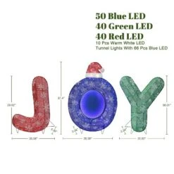 LuxenHome 3-Piece Multi-Color JOY Holiday Decoration With Lights For Indoor And Outdoor Red, Blue, Green