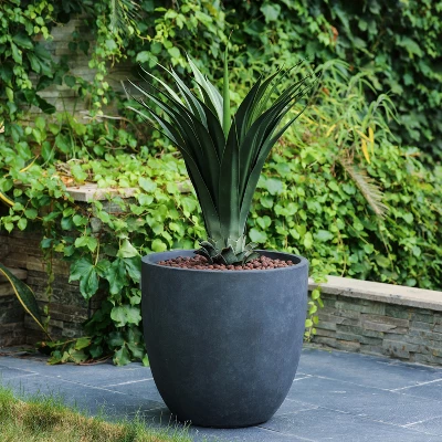 LuxenHome Round Tapered 17.2" H Flower Pot Planter Gray 1 LuxenHome Round Tapered 17.2" H Flower Pot Planter Gray