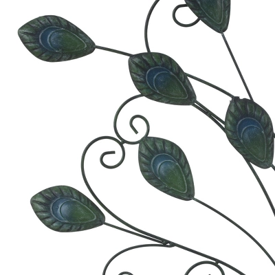 LuxenHome Blue And Green Peacock Metal And Glass Wall Decor, Indoor And Outdoor Decor.. 3 LuxenHome Blue And Green Peacock Metal And Glass Wall Decor, Indoor And Outdoor Decor.. - Image 3