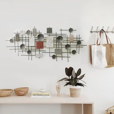 LuxenHome Metal And Wood Geometric Abstract Wall Art 3 LuxenHome Metal And Wood Geometric Abstract Wall Art - Image 3