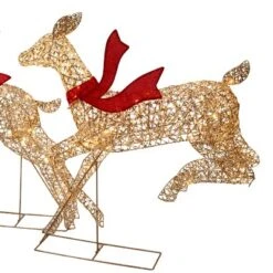 LuxenHome 3-Piece Champagne Gold PET Running Deer Family Outdoor Holiday Decoration With Lights Brown, Red 18 LuxenHome 3-Piece Champagne Gold PET Running Deer Family Outdoor Holiday Decoration With Lights Brown, Red -LuxenHome GUEST 5e088a37 56c3 4e5d 9db3 c2a68df8cdfd