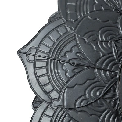 LuxenHome Distressed Brown And White Leaf Wreath Metal Frame Wall Mirror 5 LuxenHome Distressed Brown And White Leaf Wreath Metal Frame Wall Mirror - Image 5