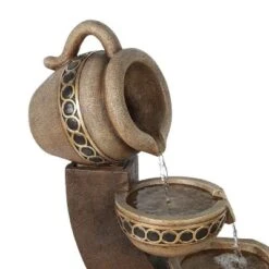 LuxenHome Brown Resin Cascading Pitchers Outdoor Fountain -LuxenHome GUEST 5e66966d efac 4085 a550 389630a85b4b