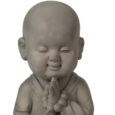 LuxenHome 12.01" Gray MgO Meditating Buddha Monk With Bowl And Beads Garden Statue 8 LuxenHome 12.01" Gray MgO Meditating Buddha Monk With Bowl And Beads Garden Statue - Image 8
