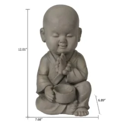 LuxenHome 12.01" Gray MgO Meditating Buddha Monk With Bowl And Beads Garden Statue 13 LuxenHome 12.01" Gray MgO Meditating Buddha Monk With Bowl And Beads Garden Statue -LuxenHome GUEST 5f0ccc50 5521 4137 8dff d193f4c58e86