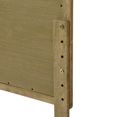 LuxenHome Natural Finish Rubberwood With Rattan Panel Headboard, Queen Brown 8 LuxenHome Natural Finish Rubberwood With Rattan Panel Headboard, Queen Brown - Image 8