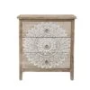LuxenHome 3-Drawer 28.2" H X 25.2" W Natural Wood White Floral Accent Chest.