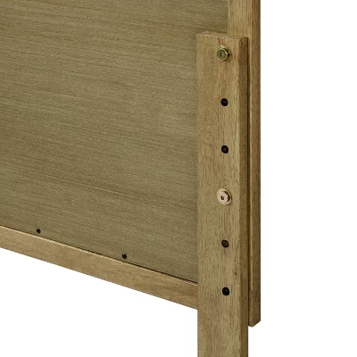 LuxenHome Natural Finish Rubberwood With Rattan Panels Headboard, Queen Brown 2 LuxenHome Natural Finish Rubberwood With Rattan Panels Headboard, Queen Brown - Image 2