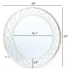 LuxenHome Silver Metal Frame Round Accent Vanity Wall Mirror 15 LuxenHome Silver Metal Frame Round Accent Vanity Wall Mirror -LuxenHome GUEST 60e9b1d6 aeb9 40e8 96cd 52ccc65d568d