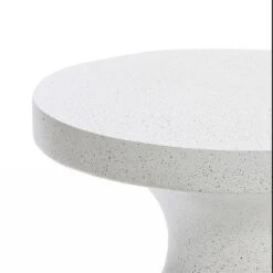 LuxenHome White And Speckled Gray MgO 20" Round Side Table -LuxenHome GUEST 61069050 6a10 4688 8383 d92b75783ad6