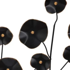 LuxenHome Black With Gold Flowers Abstract Metal Wall Art -LuxenHome GUEST 61bf74e7 a04e 4b9e b5ff 8afcf57673c4