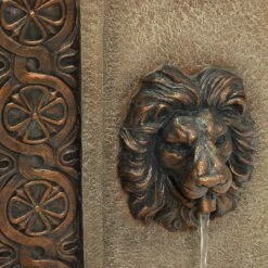 LuxenHome 25.8" H Sandstone Resin Regal Lion Head Floor Outdoor Water Fountain With Lights Brown -LuxenHome GUEST 631432ab 6255 477c b54a 191f15f3ce1f
