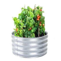LuxenHome 24in Round Galvanized Steel Raised Garden Bed Planter -LuxenHome GUEST 64cd1a80 68e8 4658 9c4a d7bc51f62e81