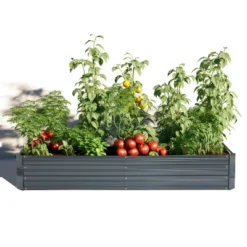 LuxenHome Galvanized Steel Rectangular 6-Ft X 3-Ft Raised Garden Bed Planter, Gray -LuxenHome GUEST 64ffe875 cec8 4517 9f6d 50ea0d502449