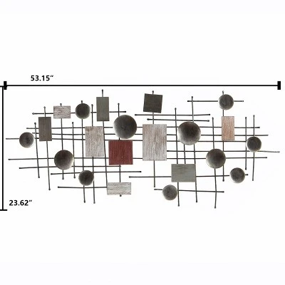 LuxenHome Metal And Wood Geometric Abstract Wall Art 6 LuxenHome Metal And Wood Geometric Abstract Wall Art - Image 6