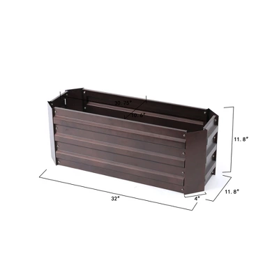 LuxenHome Brown Metal 32" X 11.8" Rectangular Garden Bed 5 LuxenHome Brown Metal 32" X 11.8" Rectangular Garden Bed - Image 5