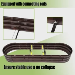 LuxenHome 5.5-Ft Oval Brown Metal Raised Garden Bed Planter -LuxenHome GUEST 66032b2c e7b1 47b3 81de a19b2b560c66