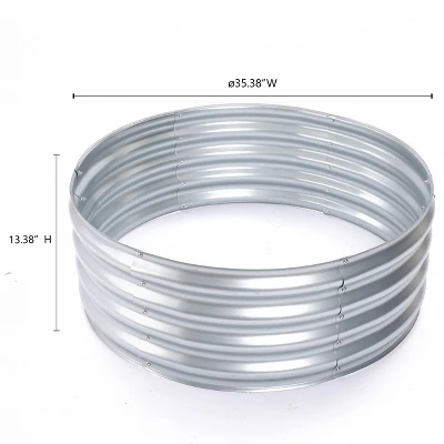LuxenHome 36in Round Galvanized Steel Raised Garden Bed Planter 7 LuxenHome 36in Round Galvanized Steel Raised Garden Bed Planter - Image 7
