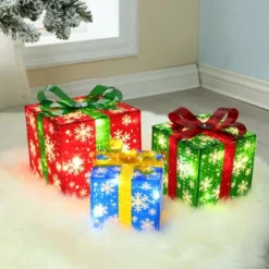 LuxenHome Set Of 3 Colored Presents Lighted Holiday Decoration Multi-Color -LuxenHome GUEST 66befdca 763f 4038 b0a1 ed6abae8fe7d
