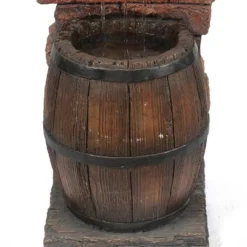 LuxenHome Resin Wine Bottle And Barrel Outdoor Fountain With LED Lights 6 LuxenHome Resin Wine Bottle And Barrel Outdoor Fountain With LED Lights -LuxenHome GUEST 66fe1507 6240 4b28 a694 f7790cb1a38b