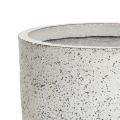 LuxenHome Rustic Planter – White & Gray Round MgO Pot With Drainage Plug -LuxenHome GUEST 688e1bc9 d080 430a b4c6 83fa7f38bddc