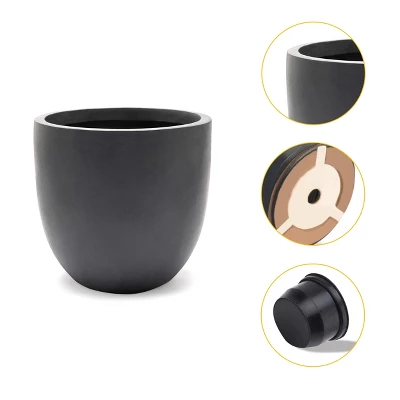 LuxenHome Round Tapered 17.2" H Flower Pot Planter Gray 5 LuxenHome Round Tapered 17.2" H Flower Pot Planter Gray - Image 5