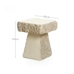 LuxenHome Outdoor Side Table, 18" Rock Square Cement Side Table For Patio, Small Concrete Accent End Table For Balcony, Garden Stool Off-White 9 LuxenHome Outdoor Side Table, 18" Rock Square Cement Side Table For Patio, Small Concrete Accent End Table For Balcony, Garden Stool Off-White -LuxenHome GUEST 68cfb4d0 6dbd 4695 a63d ad6aa9223af4