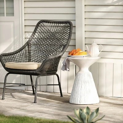 LuxenHome White And Speckled Gray MgO 15.75" Round Side Table 2 LuxenHome White And Speckled Gray MgO 15.75" Round Side Table - Image 2