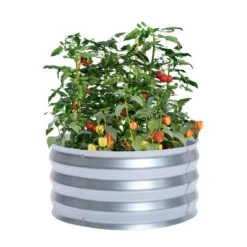 LuxenHome 2ft Round Galvanized Metal Raised Garden Bed Planter -LuxenHome GUEST 698ddb79 5f4a 4906 aef8 5788c865258d