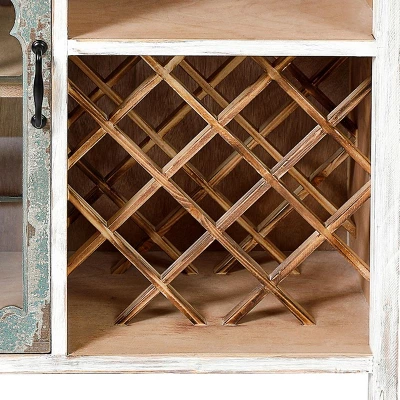 LuxenHome Distressed White And Gray Wood 1-Door Storage Wine Cabinet 3 LuxenHome Distressed White And Gray Wood 1-Door Storage Wine Cabinet - Image 3