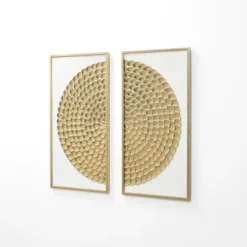 LuxenHome 2-Piece White & Distressed Gold Metal Wall Art Set, Modern Rustic Home Decor -LuxenHome GUEST 6a3d9a0e a6ac 4425 a186 070ac8ac9594