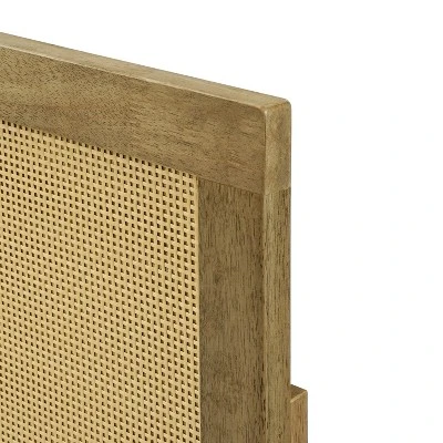 LuxenHome Natural Finish Rubberwood With Rattan Panel Headboard, Queen Brown 7 LuxenHome Natural Finish Rubberwood With Rattan Panel Headboard, Queen Brown - Image 7