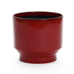 LuxenHome Ceramic Plant Pot Red Glazed Indoor Outdoor Decorative Planter With Drainage Hole And Rubber Plug Modern Round Flower Pot -LuxenHome GUEST 6abf03ee 46da 4b43 99da 6522d65fecf5
