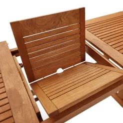 LuxenHome Carmel Solid Wood Extendable Outdoor Dining Table Brown -LuxenHome GUEST 6b0a151d f473 417a 8861 463752ee3c82