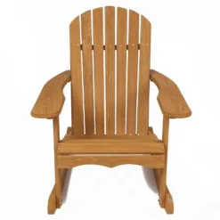LuxenHome Natural Brown Wood Outdoor Adirondack Rocking Chair 15 LuxenHome Natural Brown Wood Outdoor Adirondack Rocking Chair -LuxenHome GUEST 6bebe915 4d88 4658 b048 9548f2093e7b