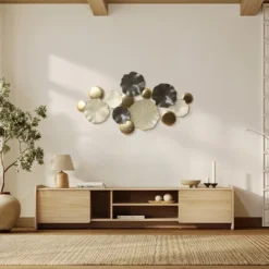 LuxenHome Modern Multi-Color Abstract Metal Wall Art, 45.7" W Contemporary Home Decor Off-White 14 LuxenHome Modern Multi-Color Abstract Metal Wall Art, 45.7" W Contemporary Home Decor Off-White -LuxenHome GUEST 6c497121 3b37 4936 bc7d 2577a8ff1e2c