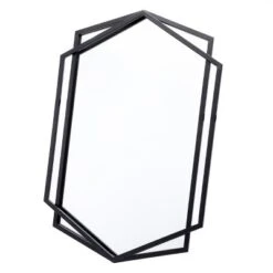 LuxenHome Black Metal Hexagon Frame Wall Accent Mirror For Bathroom & Vanity -LuxenHome GUEST 6cc8a0cd 4c2c 473e ab00 4efbf64555bd