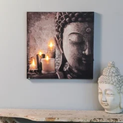 LuxenHome Zen Buddha And Candles Lighted Canvas Print -LuxenHome GUEST 6d5f2a3e 9e22 4d8a 92de 949aaae3adbe