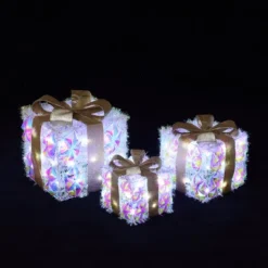 LuxenHome 3-Piece Prism Gift Boxes With Gold Ribbon Holiday Decoration With Lights Multicolored, Gold, White 11 LuxenHome 3-Piece Prism Gift Boxes With Gold Ribbon Holiday Decoration With Lights Multicolored, Gold, White -LuxenHome GUEST 6dc34bb6 4bb3 4261 9ebe 499230cd0d80