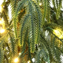 LuxenHome 7.5Ft Pre-Lit Slim Artificial Cedar Christmas Tree With Metal Stand Green -LuxenHome GUEST 6eb0b051 8b51 4636 bc98 8d47fbe2fe07