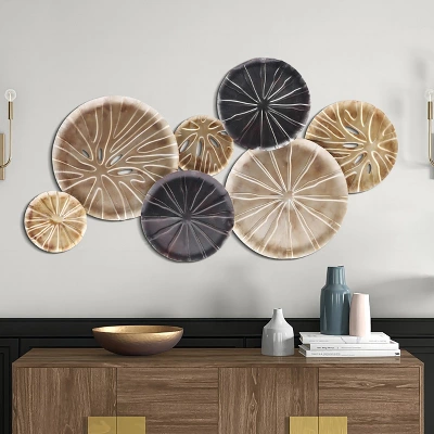 LuxenHome Multi-Color Sand Dollar 47.5" W X 27.5" H Metal Wall Decor 1 LuxenHome Multi-Color Sand Dollar 47.5" W X 27.5" H Metal Wall Decor