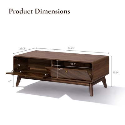 LuxenHome Mid-Century Modern Coffee Table With Storage, 47" Live Edge Columbia Walnut Engineered Wood Boho Center Accent Table Brown 1 LuxenHome Mid-Century Modern Coffee Table With Storage, 47" Live Edge Columbia Walnut Engineered Wood Boho Center Accent Table Brown