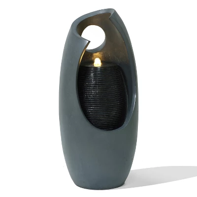 LuxenHome 28.5" Gray Resin Curve Column Sculpture Outdoor Water Fountain With Lights, Garden Waterfall Fountains Indoor And Outdoor Use 8 LuxenHome 28.5" Gray Resin Curve Column Sculpture Outdoor Water Fountain With Lights, Garden Waterfall Fountains Indoor And Outdoor Use - Image 8