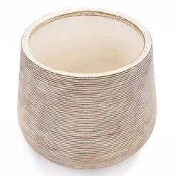 LuxenHome Distressed Tan MgO 15" H Tapered Round Planter Brown -LuxenHome GUEST 726dc9a1 f4d9 4444 ae73 854399586042