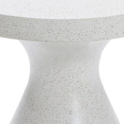 LuxenHome White And Speckled Gray MgO 20" Round Side Table -LuxenHome GUEST 7390eda6 b653 4b08 87c7 093bd370f12d